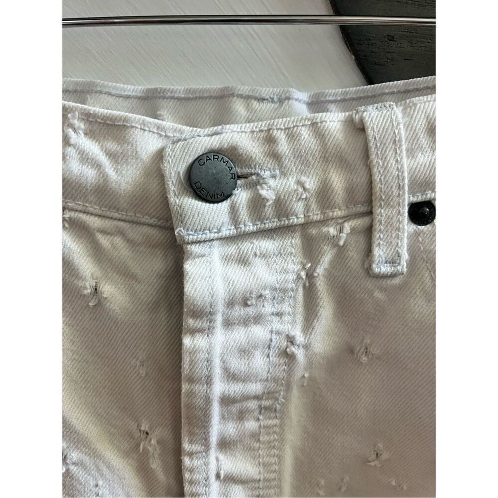 Carmar White Distressed Hole Frayed Hem Jeans sz 27 - Picture 6 of 13